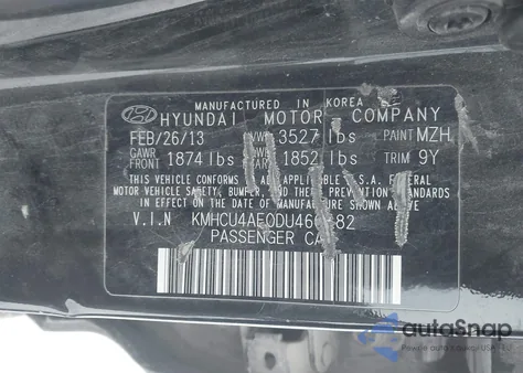 2013 Hyundai Accent Gls из США, поврежденный, VIN KMHCU4AE0DU460482